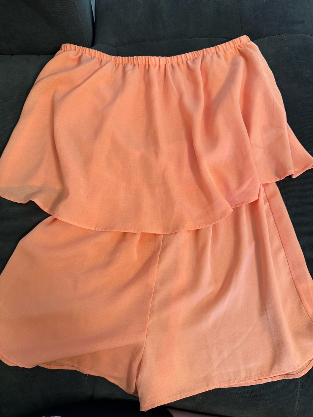 Show Me Your Mumu Peach Orange Strapless Romper